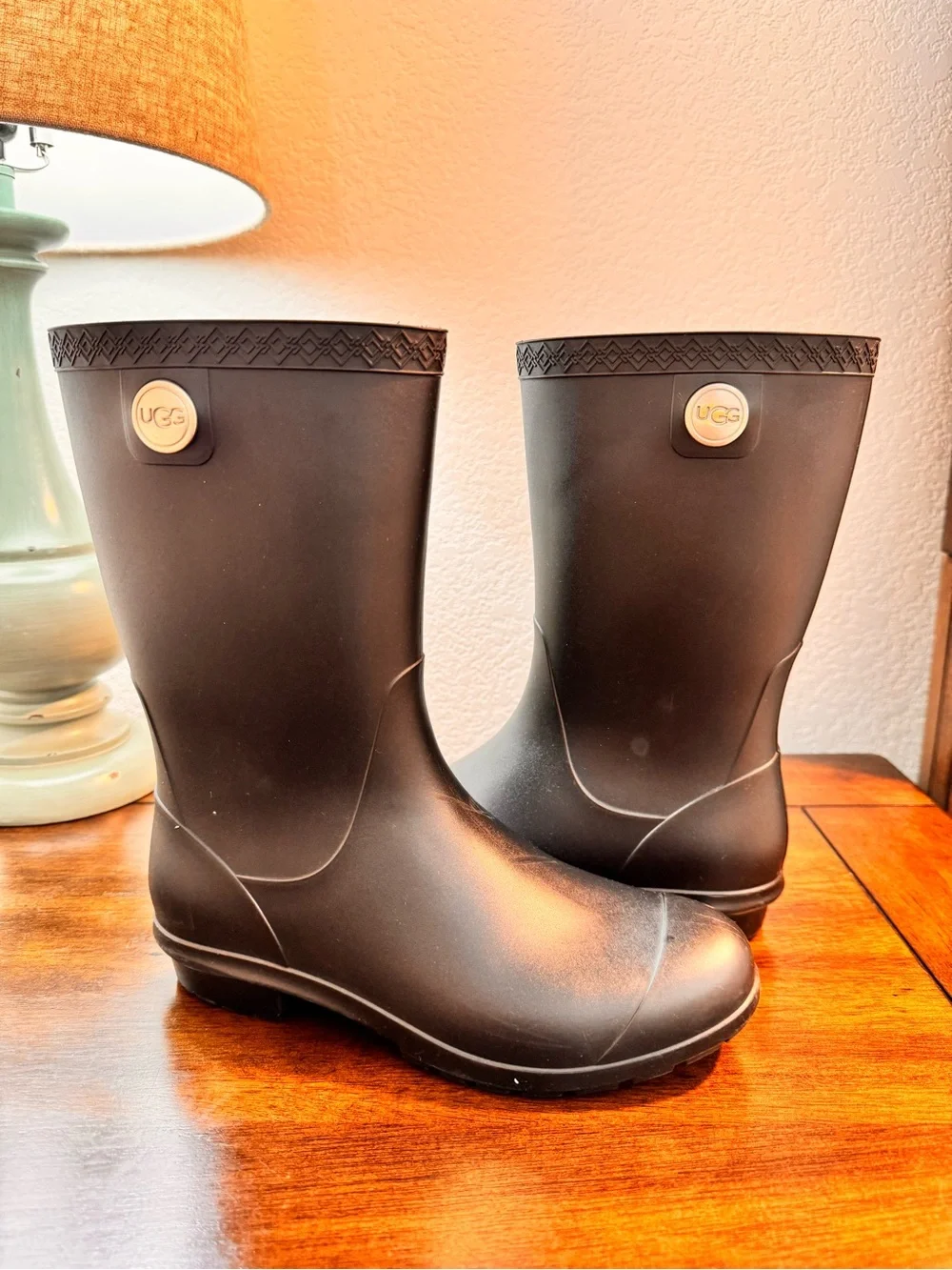 UGG Matte Black Short Rain Boots